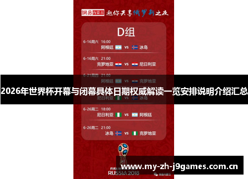 2026年世界杯开幕与闭幕具体日期权威解读一览安排说明介绍汇总